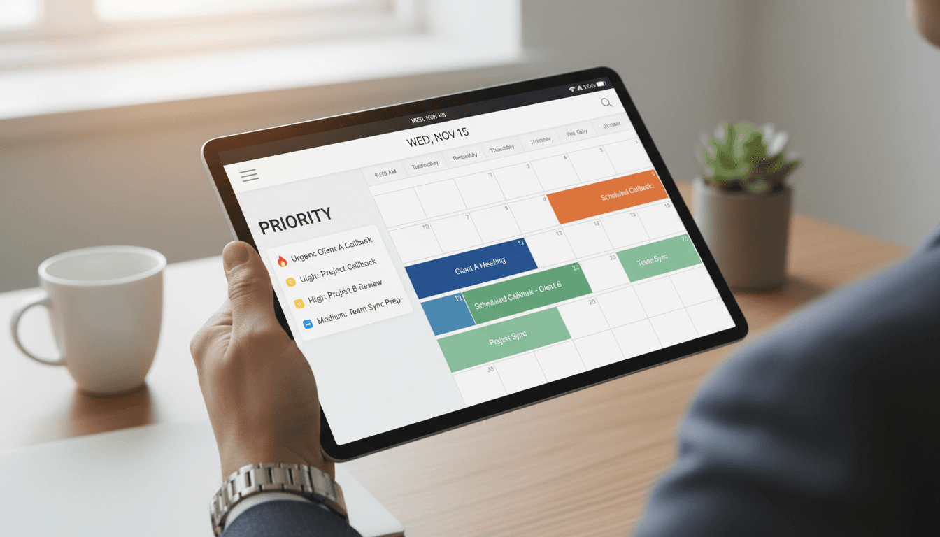 Automatische Rückruf-Organisation und Kalenderintegration